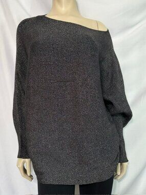 Philosophy charcoal gray off-the-shoulder metallic knit sweater Size 1X